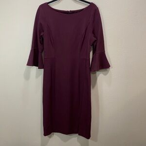 White House Black Market‎ burgandy plum purple bell sleeve dress